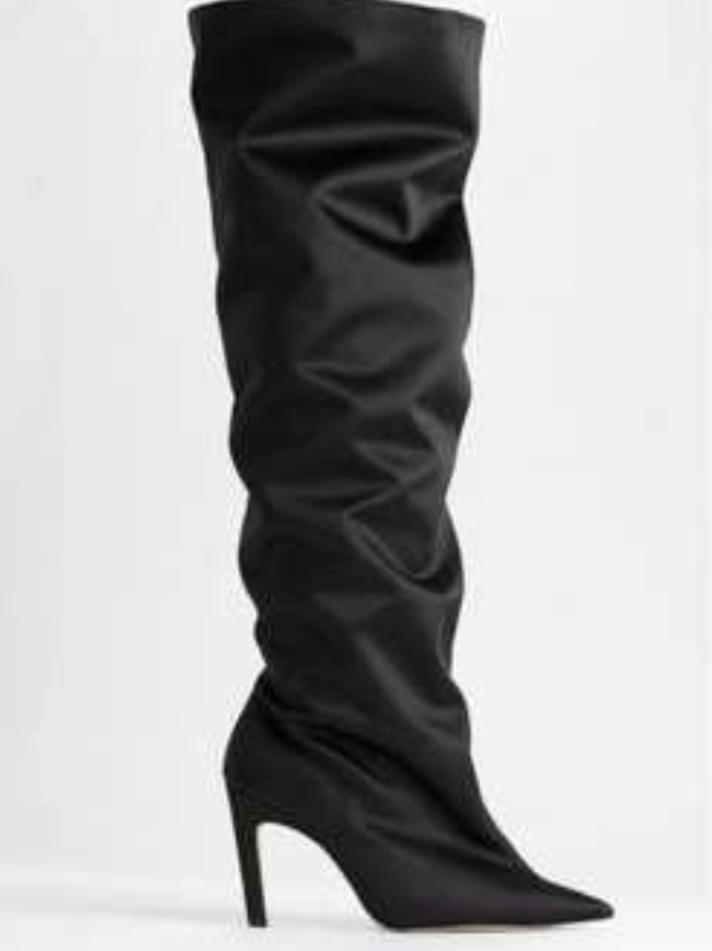 Good American Black Slouchy Knee-High boots (wide calf approved)